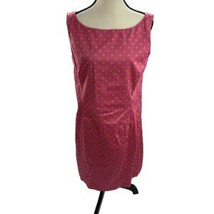 Jones New York Womens 8 Pink Gold Polka Dot Sleeveless Sheath Dress Lined Career